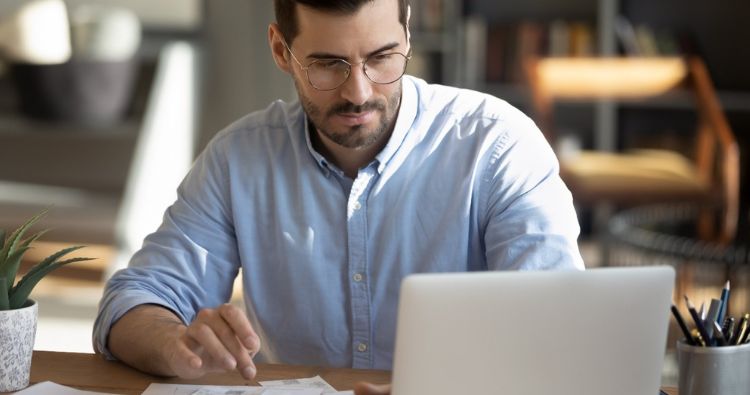 A man organizes his personal finances