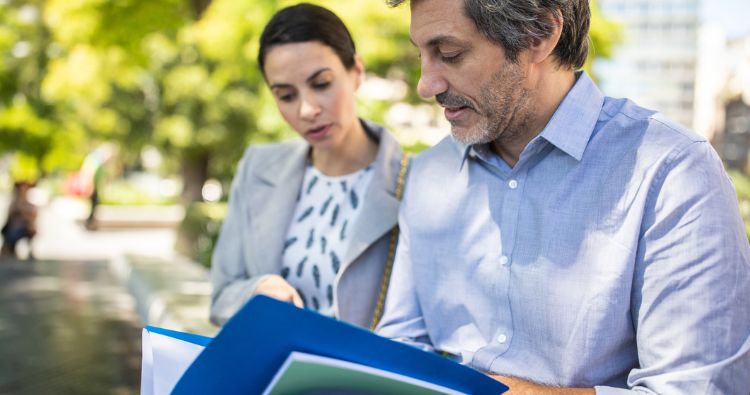 A man works with his financial professional.